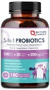 NATUREZA TARGET Probióticos para a Saúde Digestiva Mulher-Homens, Mens-Mulheres Probiótico com Prebióticos, 100 bilhões de UFCs para Gut e Imune Health, 180 Cápsulas Veggie (90 Dias de Abastecimento)