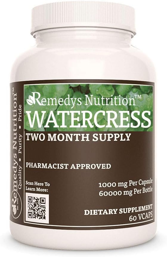 Nutrição de Remedy Watercress □ 1.000 mg, 60 Cápsulas Vegan Herbal Dietary Supplement □ Dois meses de fornecimento