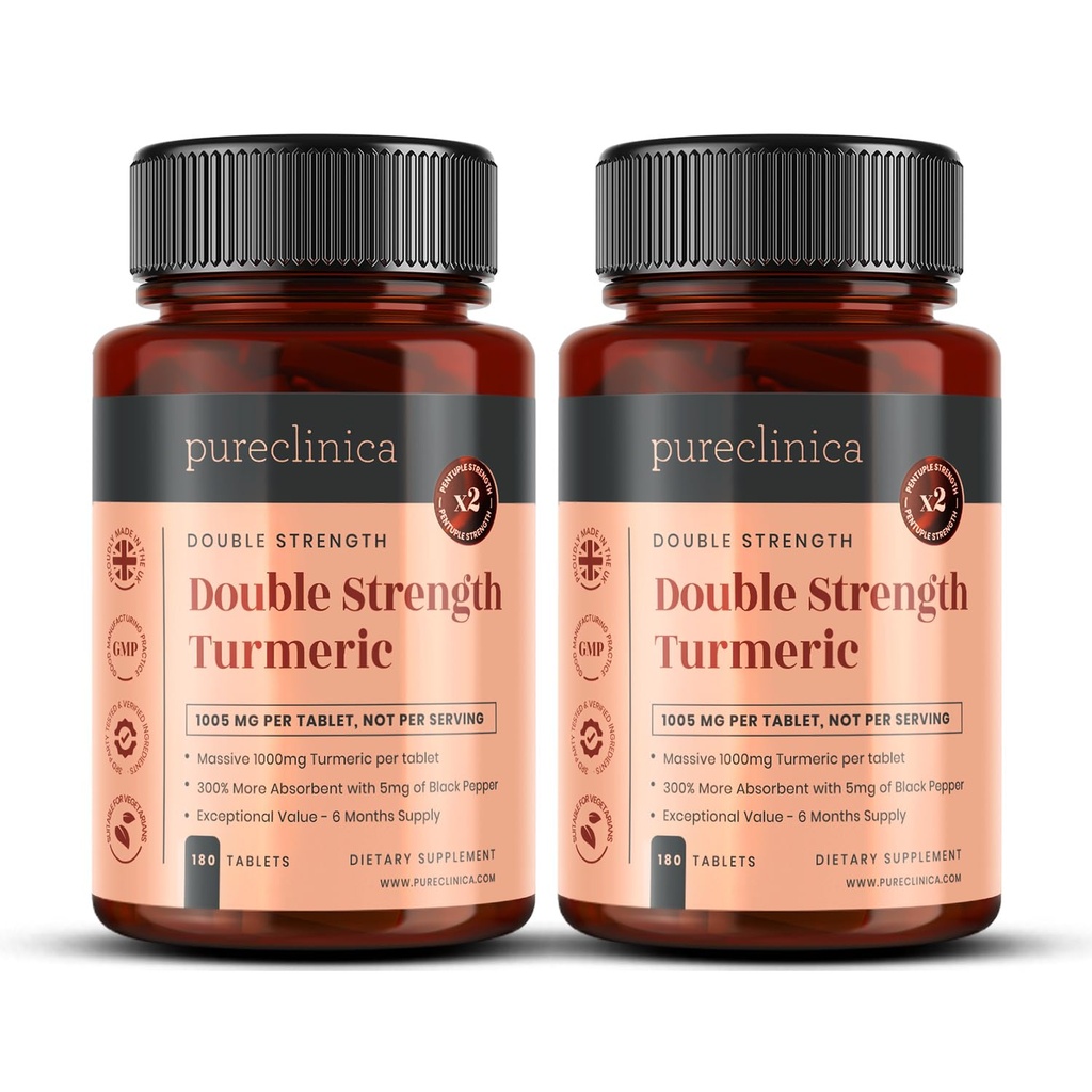 Açafrão de dupla força - Massivo 1000mg x 360 Comprimidos - 200% mais Níveis Açafrão e Natural da Curcumina Potente por Comprimido - com 5mg Extrato de Pimenta Negra para 300% Aumento de Absorção