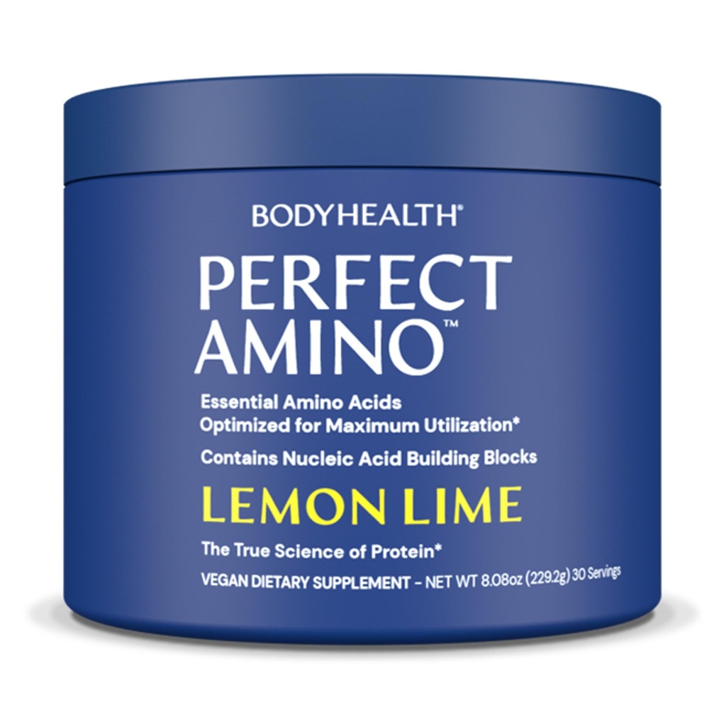 BodyHealth PerfectAmino Powder - BCAA e EAA Powder para pré e pós-treino - Amino Acid Energy Drink para homens e mulheres para apoiar o músculo magro e recuperação - Limão - 30 Servings