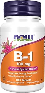 Now Foods Vitamina B-1 (Thiamine) 100mg, 100 comprimidos (Pacote de 2)