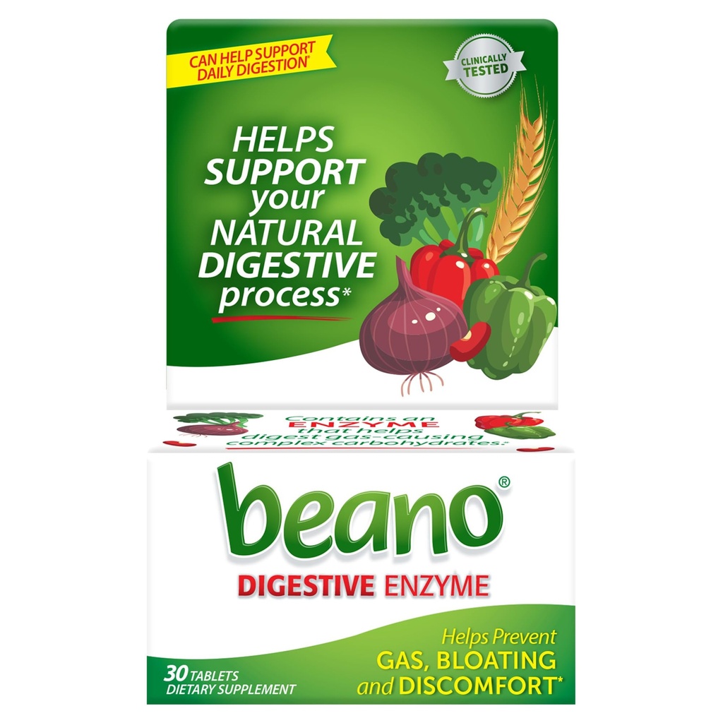 Beano Food Enzima Suplemento dietético, 30 Comprimidos (Pacote de 1)