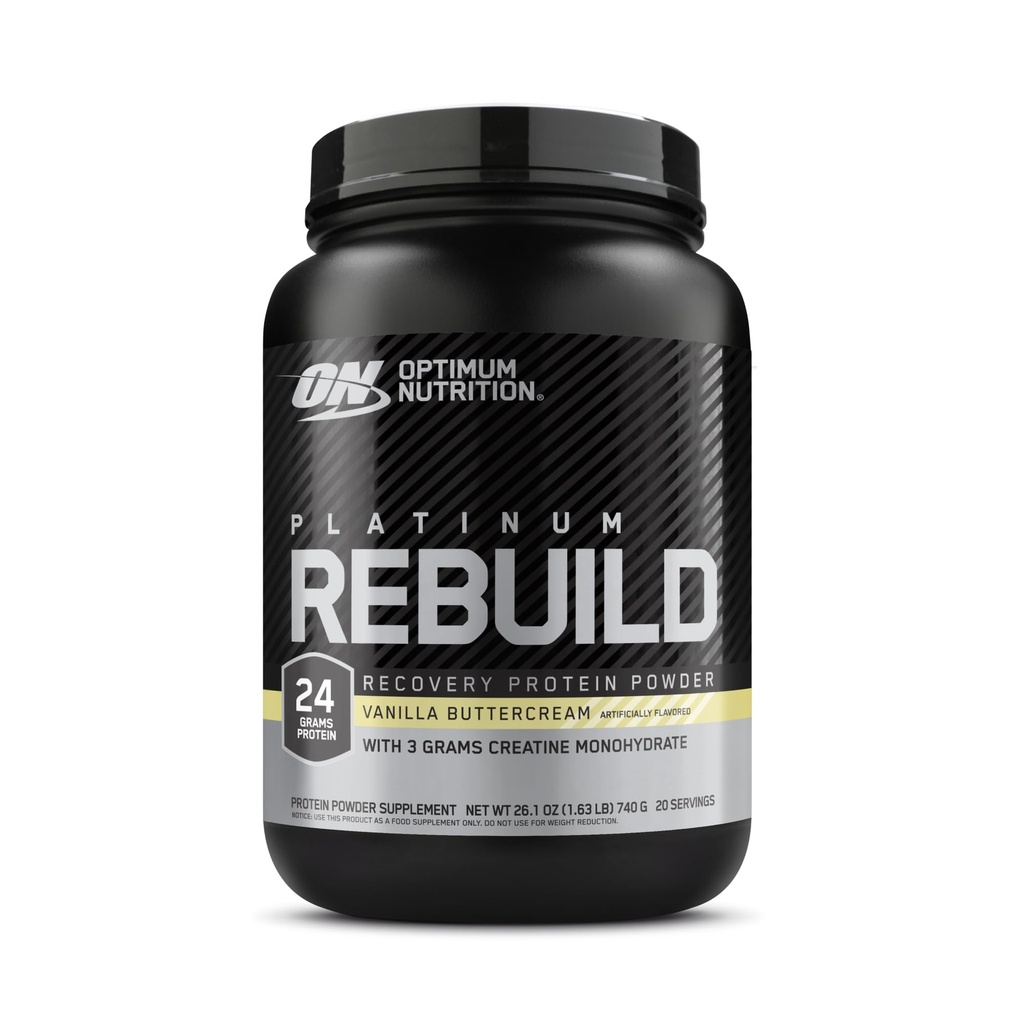 Optimum Nutrition Platinum Rebuild, Premium Platinum Blend Protein Powder com Creatina, Vanilla Buttercream, 20 Servings