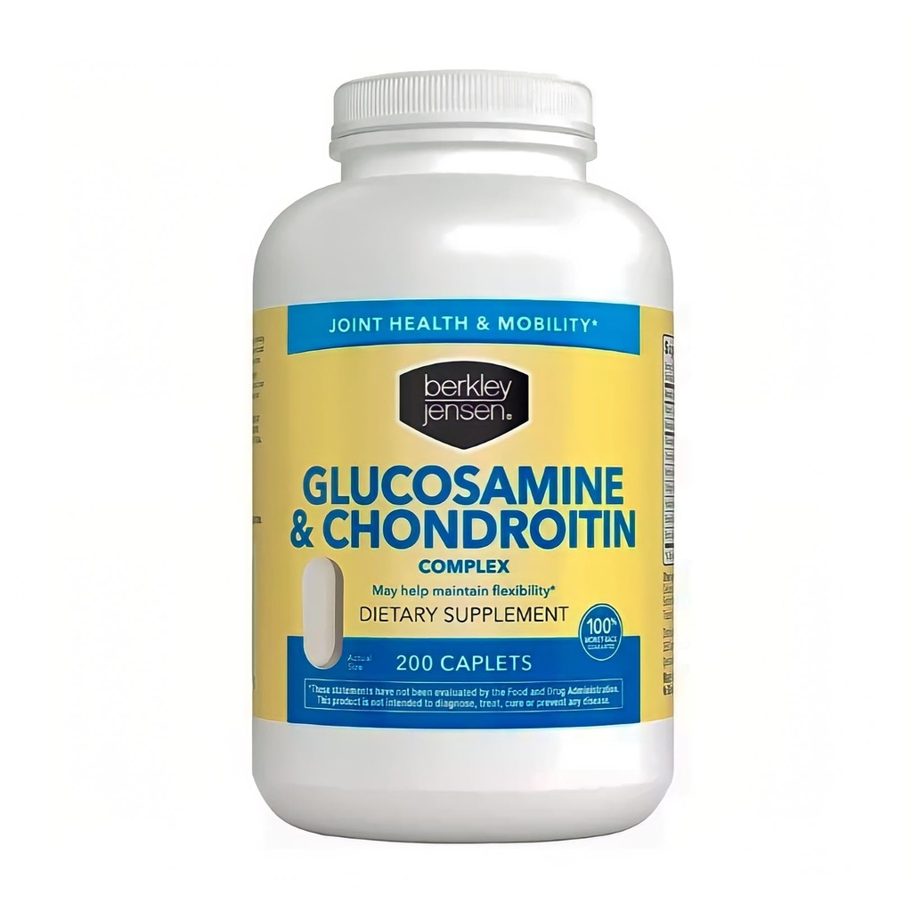 Berkley Jensen Glucosamina Chondroitin HSH Boswellia Complex - Tripla Força Suplemento dietético avançado para articulações, ligamentos, tendões, ossos, suporte de tecido conectivo, 200 Caplets (Pacote de 1)