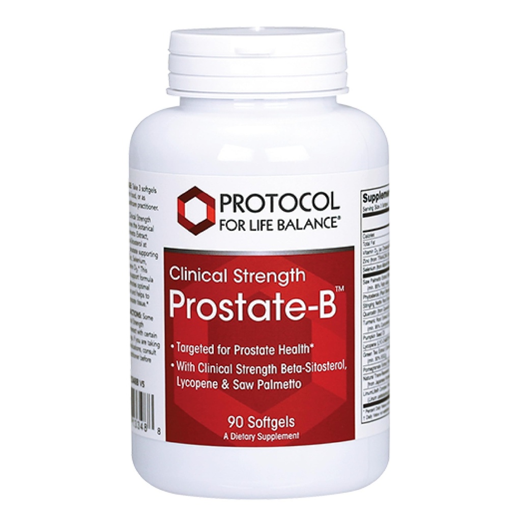 PROTOCOLO PARA EQUILÍBRIO DE VIDA Prostate-B Força Clínica - Suplemento de Próstata Saúde para Homens - com Beta Sitosterol, Licopeno & Serra Palmetto - Halal & Dairy Free - 90 Softgels