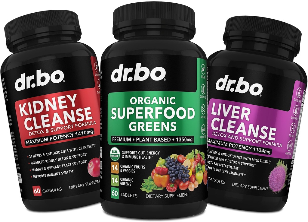 Orgânico Superfood Greens & Fruit Supplements - Fígado Rim Cleanse Detox Suplemento de suporte - Verde Veggie pó mistura alimentos vegetais e ajudar a reparar rins, controle de bexiga e trato urinário saúde