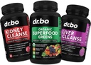 Orgânico Superfood Greens & Fruit Supplements - Fígado Rim Cleanse Detox Suplemento de suporte - Verde Veggie pó mistura alimentos vegetais e ajudar a reparar rins, controle de bexiga e trato urinário saúde