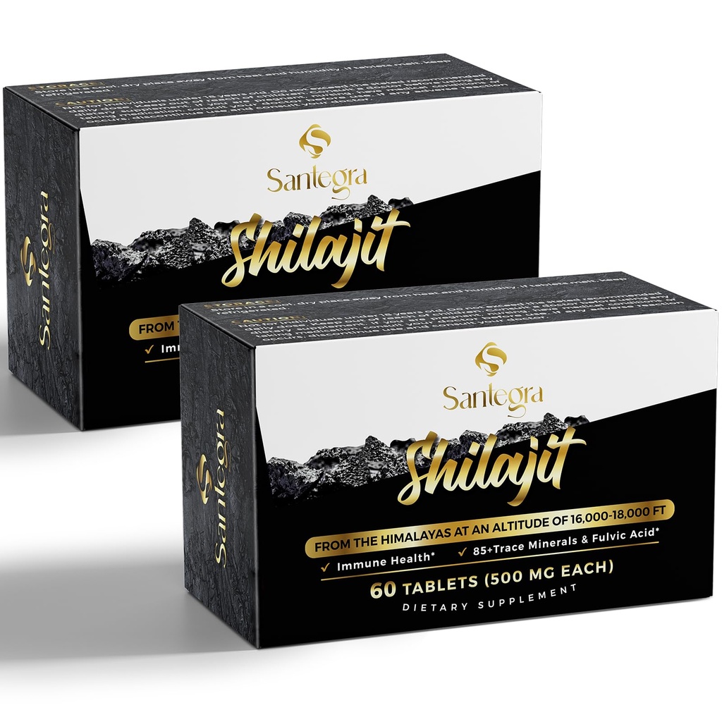 30.000 MG Tablets Shilajit, 100% Shilajit Comprimidos Puros para Mulheres e Homens, Himalaia Orgânico, Ácido Fulvico & 85+ Trace Minerals, Suplemento de resina para Energia e Sistema Imune, 120 Condes