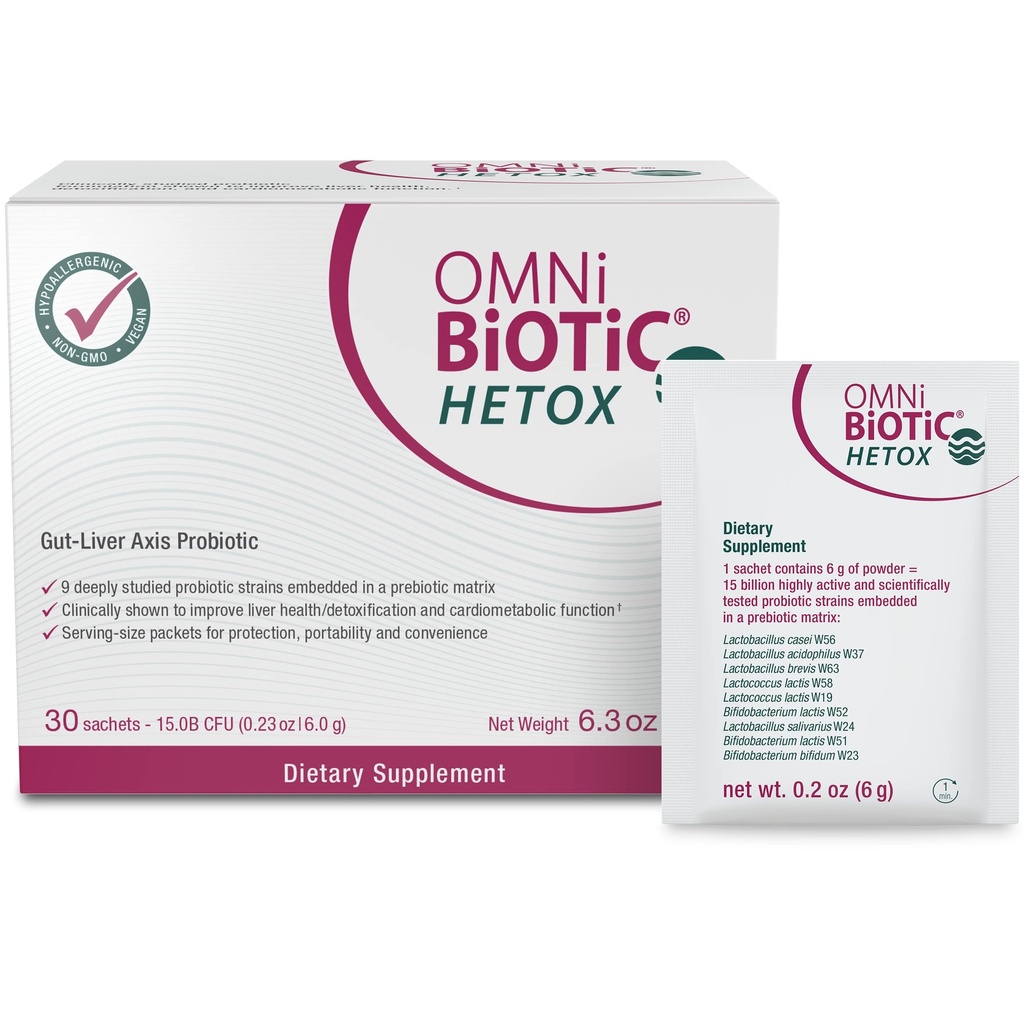 OMNi BiOtiC HETOX Probiótico Detox Fígado - Bifidobacterium & Lactobacillus Probiótico Suplemento - Suporte Hipoalergênico Gut-Liver - Não-GMO Detox Cleanse para homens e mulheres