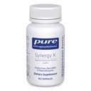 Encapsulamentos puros Synergy K - com vitamina K1, K2 & D3 - Suporta ossos, vasos sanguíneos, elástico Vascular e utilização de cálcio* - Inclui colecalciferol - Gluten Free & Non-GMO - 60 cápsulas