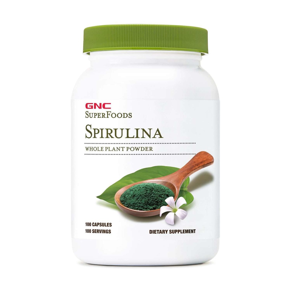 GNC SuperFoods Spirulina Planta inteira em pó Cápsulas, 100 Cápsulas, 100 Servings