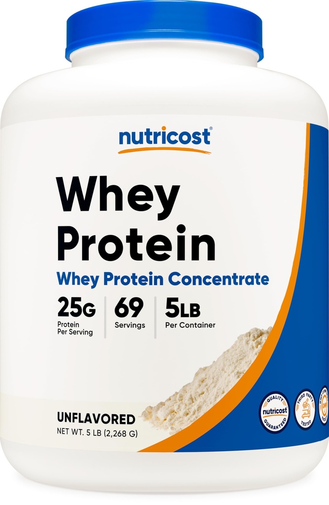 Nutricost Whey Protein Powder, Sem sabor, 5 libras - de concentrado de proteína de Whey