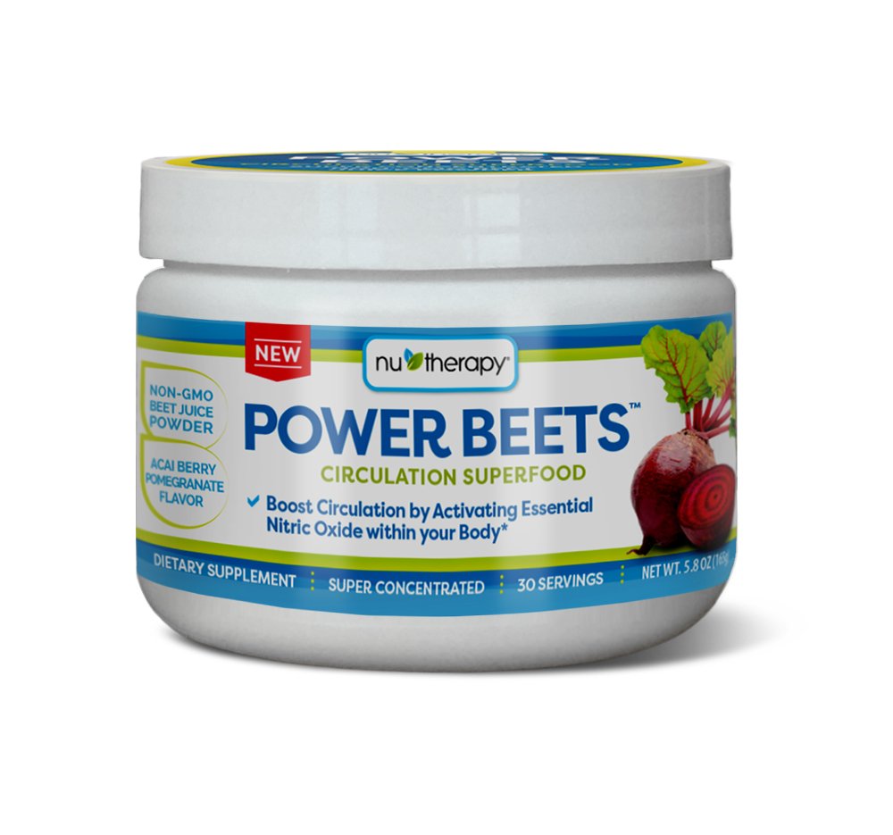 Nu-Therapy Power Beets - Super Concentrado Circulação Superalimentar - Suplemento dietético - Delicioso sabor de romã Acai Berry - Não-GMO Juice Powder - 30 Servings, vermelho, 5.8 Ounce (Pack of 1)