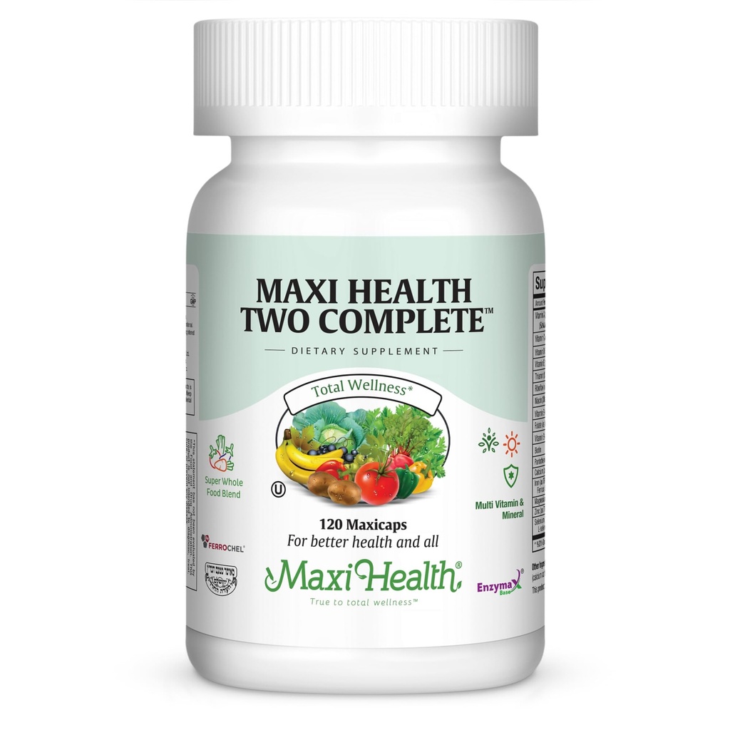 Maxi Saúde Dois Completo - Multivitamínicos e Minerais - Potência total - 120 Cápsulas - Kosher