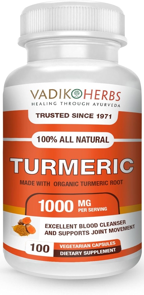 Vadik Herbs Organic Turmeric Curcumin 1000 mg (100 vegicaps)