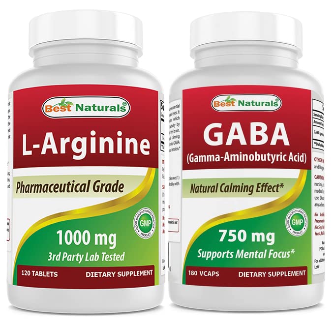 Melhores naturais L-Arginina 1000 mg & GABA Suplemento 750mg