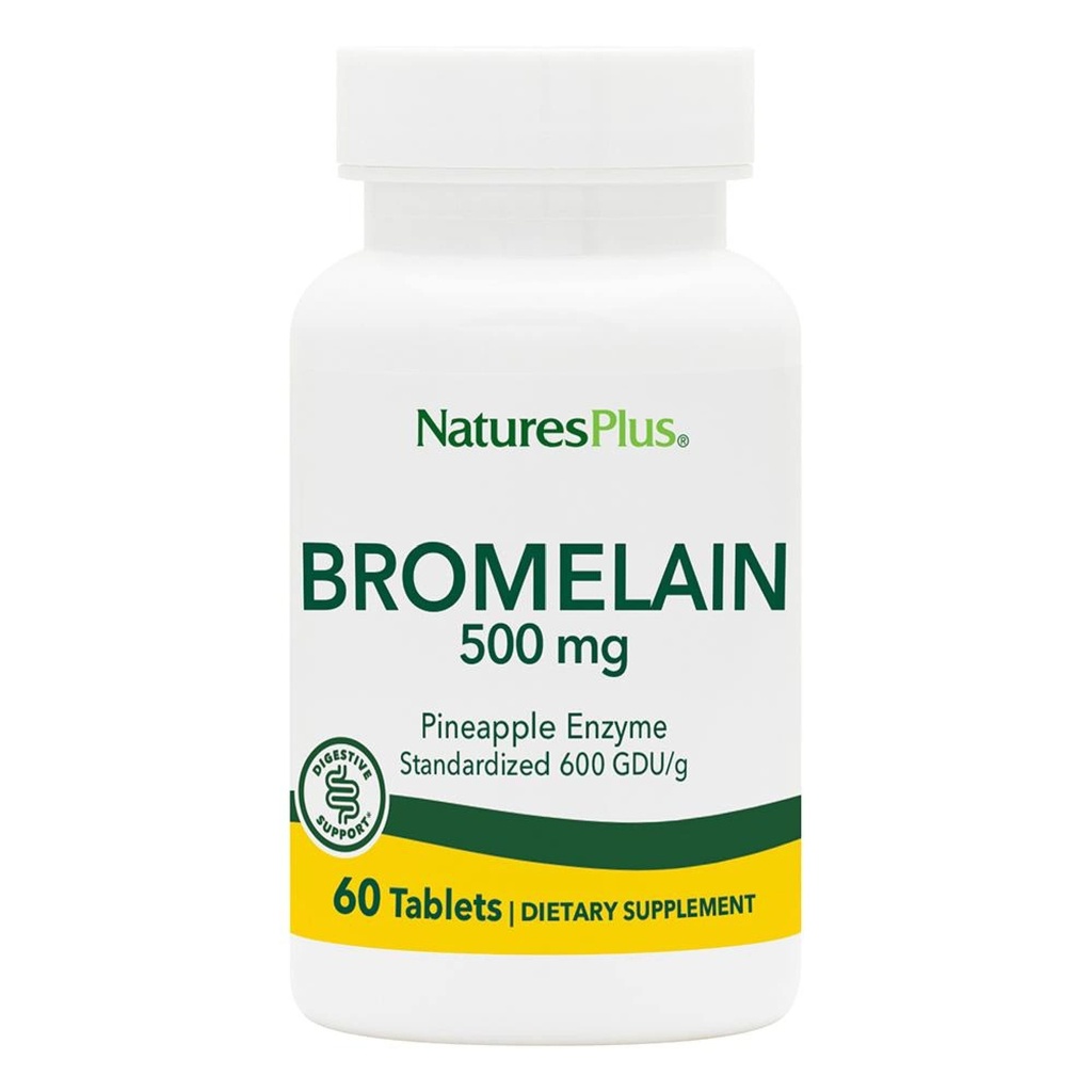 Natures Plus Bromelain - 500 mg - Suplemento Proteolítico Natural - 60 Comprimidos Vegetarianos (60 Servimentos)