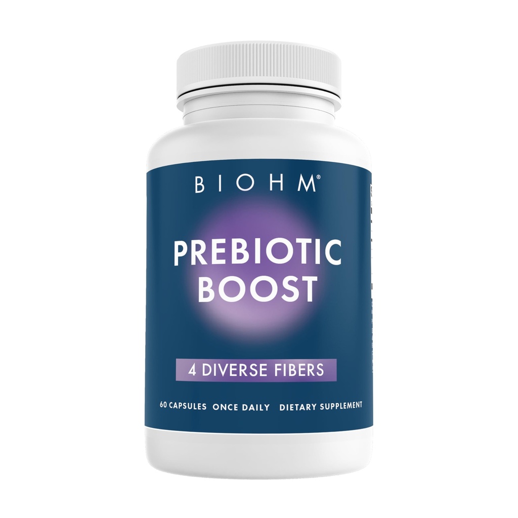BIOHM Prebiótico suplemento de fibra (60 cápsulas) 4 diferentes fibras dietéticas para apoiar o ambiente probiótico, ajuda a melhorar a saúde do intestino e sistema imunológico, inclui inulina e pó de pectina da maçã