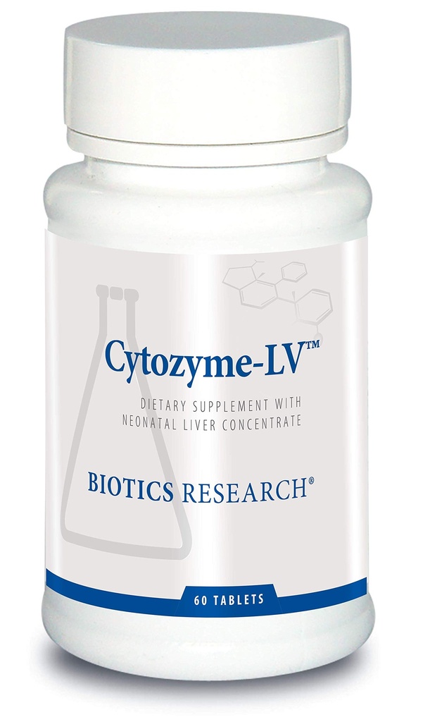 Biotics Research Cytozyme LV Neonatal Fígado, Suporta função hepática saudável e albumina sérica, excelente fonte de vitamina B e ferro, SOD, catalase, potente antioxidante 60 comprimidos