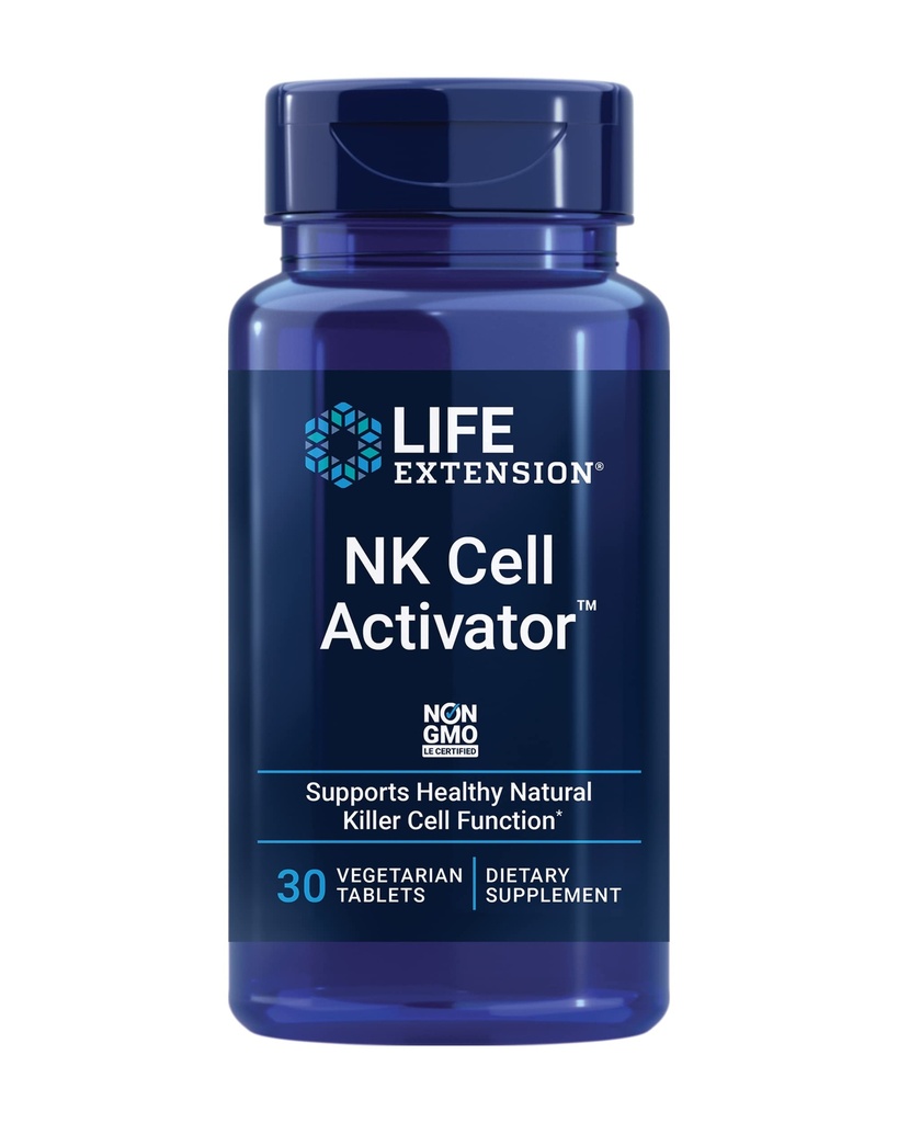 Extensão de vida NK Cell ActivatorTM, Suporte Imune, Atividade Natural de Assassinos, farelo de arroz modificado enzimaticamente, Não-GMO, Vegetariano, 30 Comprimidos