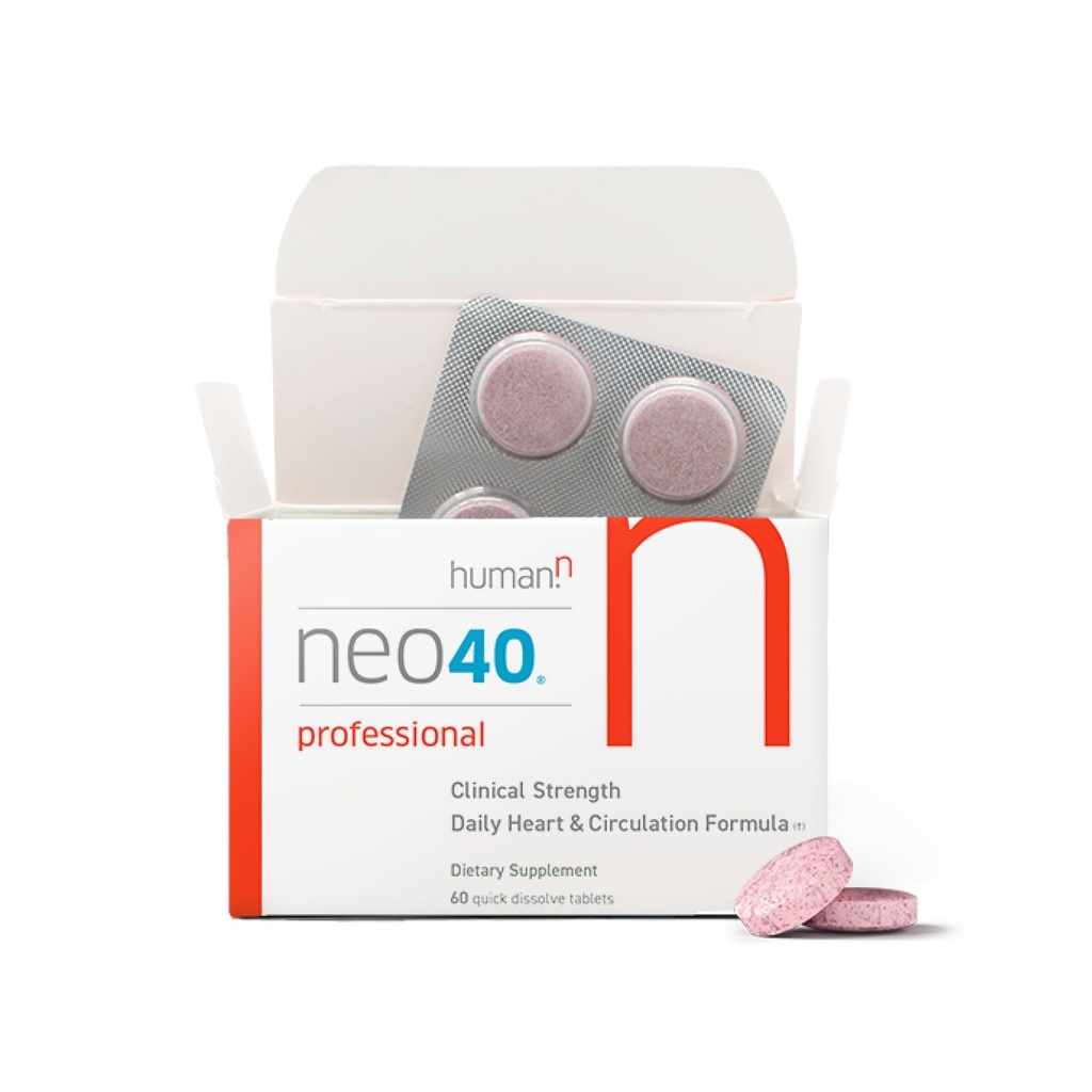 HumanN Neo40 Professional - apoio diário ao coração e à circulação - metilfolato, pó de raiz de beterraba, Hawthorn Berry, L-citrulina - 60 comprimidos dissolváveis