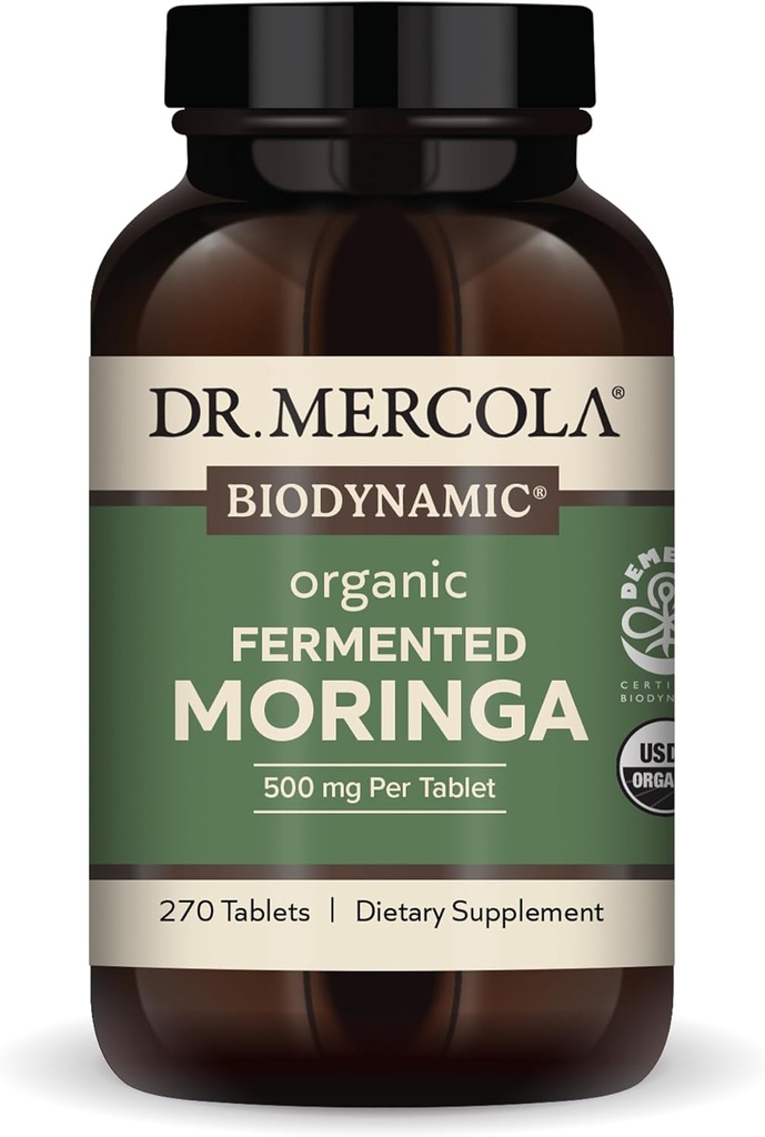 Dr. Mercola - Suplemento dietético orgânico fermentado biodinâmico Moringa, 270 Servings (270 comprimidos)
