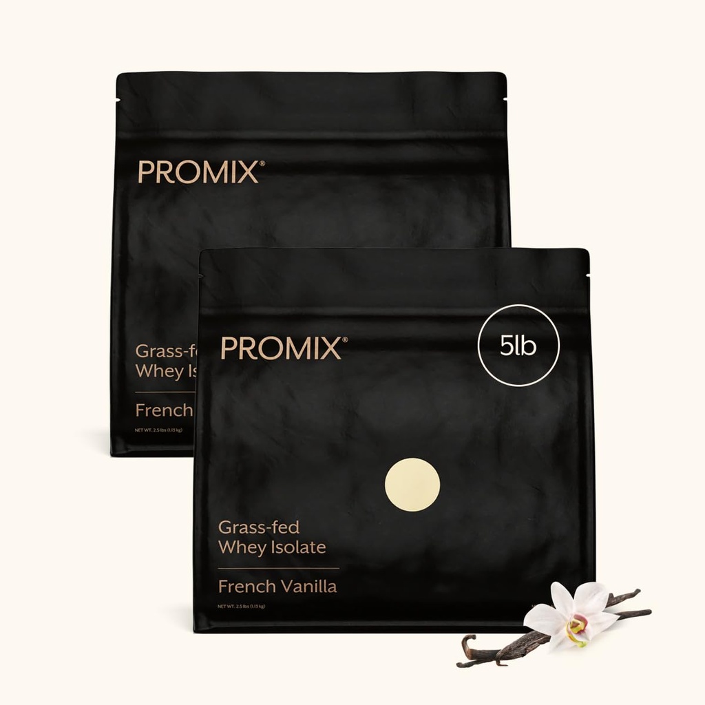 ProMix Nutrition Whey Protein Isolate Powder - Grass-Fed -- Pós-treino Fitness & Nutrition Shakes, Smoothies, Baking & Cooking Recipes - Gluten-Free & Keto-Friendly - Vanilla - 5 libras (Pacote de 2)