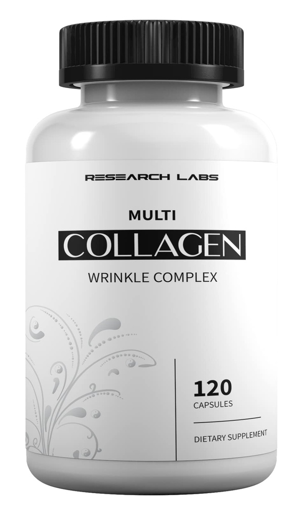 Laboratórios de pesquisa Promo 120 comprimidos de colagénio - 6000 mg. Suporte anti-envelhecimento para pele, articulações, tendões, ossos, cabelo e unhas. Paleo Friendly. Colágeno Peptídeos Pó Suplemento