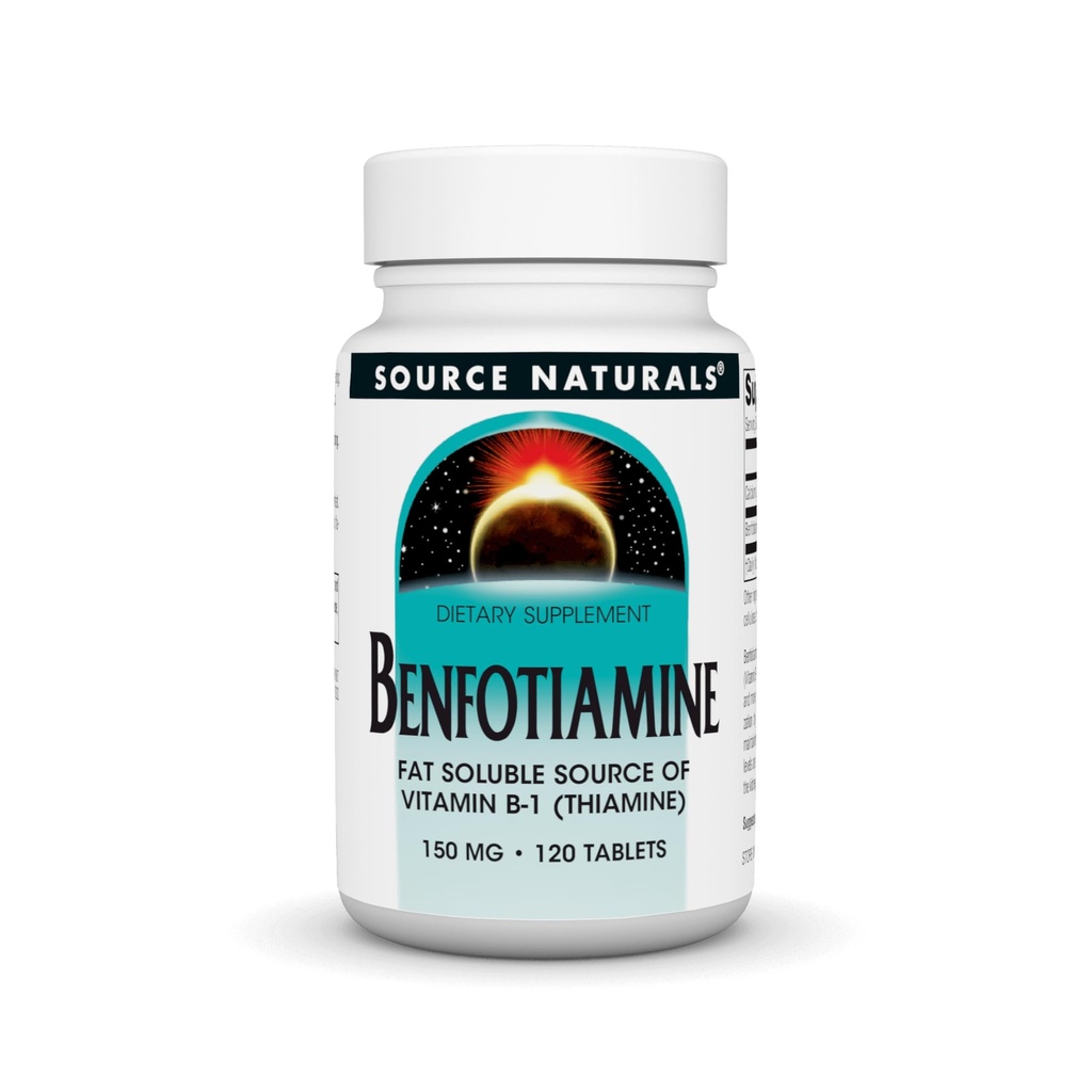 Fonte Naturals Benfotiamina, Gordura Soluble Fonte de Vitamina B-1, 150 mg - 120 comprimidos