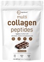 Micro Ingredientes Multi Colágeno Peptídios Pó, 2lb Tipo I, II, III, V, X + Biotina, Vitamina C & Ácido Hialurônico, Chocolate sabor, Suporta cabelo, pele e saúde conjunta, Keto, Não-GMO