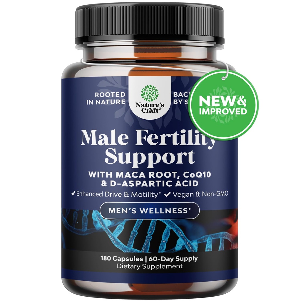 Pré-concebido Suplemento Reprodutivo Masculino - Células Reprodutivas Saúde com CoQ10, Maca Root, Folato Metil & Ácido D-Aspártico - Mens Conceive Cells Count Support - Support for Him, 180 Count