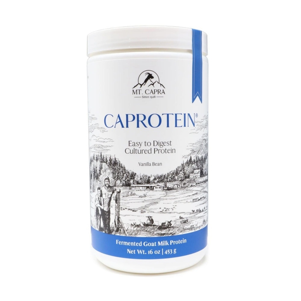 Mt. Caprotein Caprotein (concentrado de proteína de caseína, proteína de leite de cabra fermentada de cabras pastosas alimentadas com grama, extremamente fácil de digerir)
