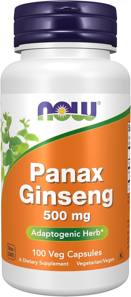 NOW Foods Supplements, Panax Ginseng (Root) 500 mg, Herb Adaptogenic *, 100 Veg Cápsulas
