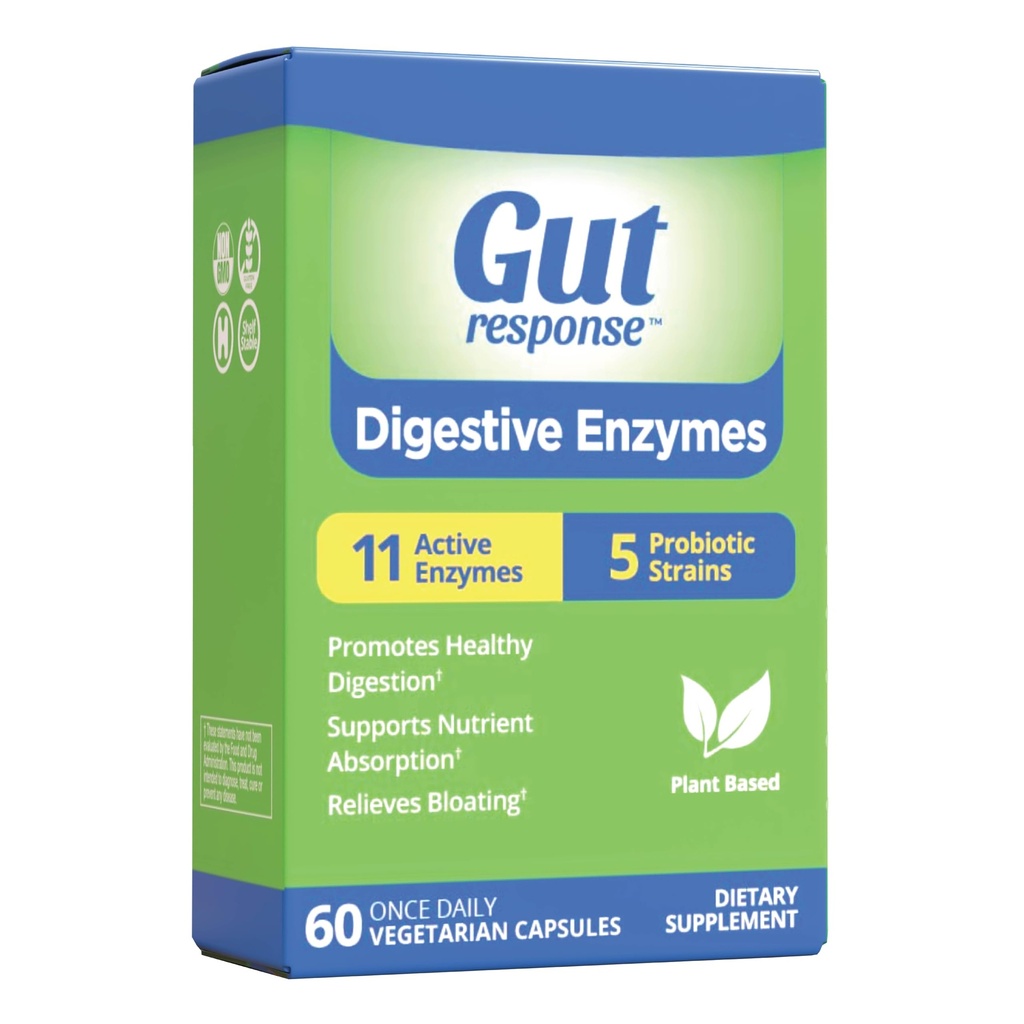 Enzimas Digestivas, Suporte Digestivo, Alivia Bloating, 5 Deformação Probiótica, 11 Enzimas Ativas, 60 Cápsulas