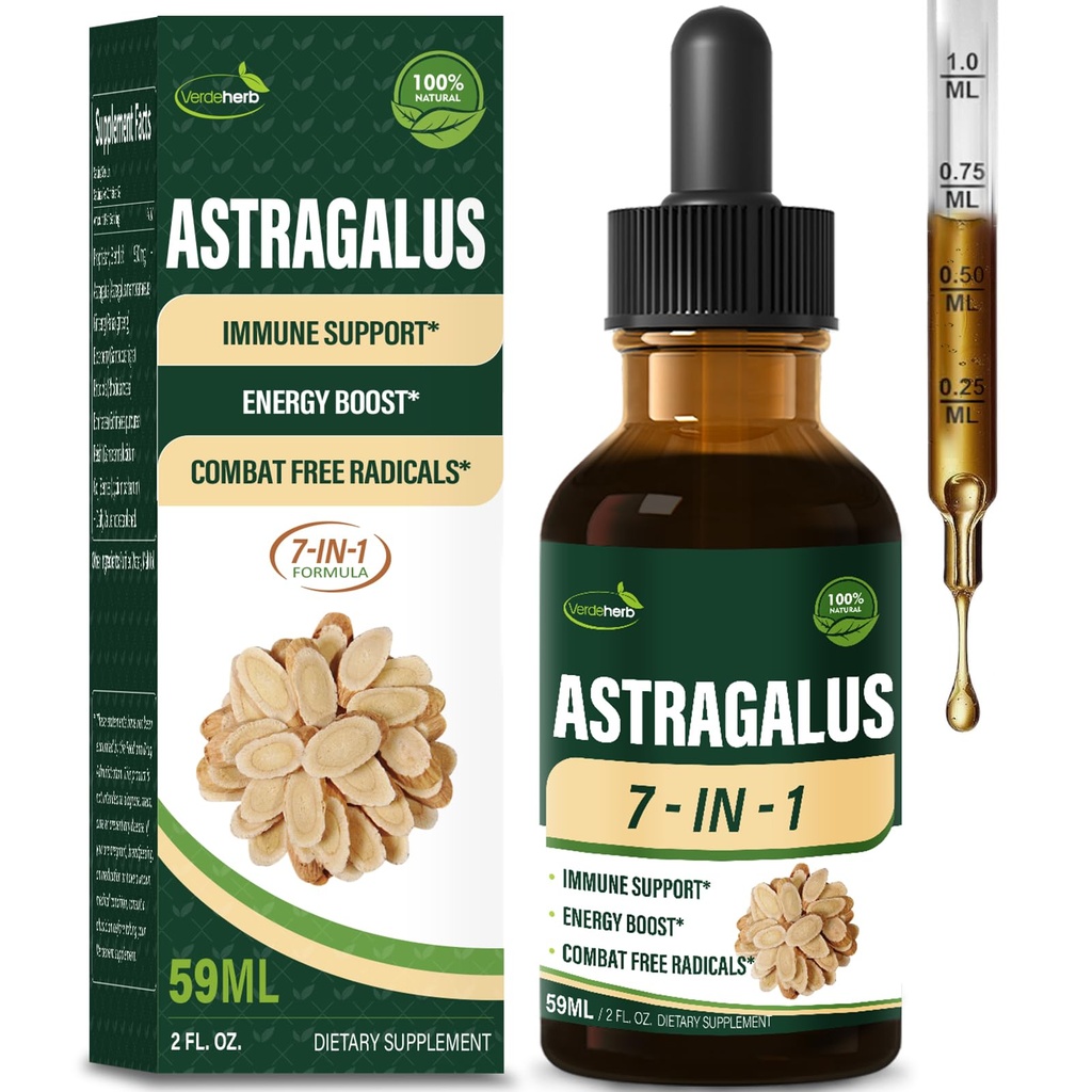 Astragalus Raiz Extrair gotas de ervas para suporte do sistema imunológico, Imunidade Saúde & Energia Boost Tintura Suplementos com Rhodiola Rosea, Echinacea, Elderberry, Reishi, Ginseng. Huang Qi. 2 onças