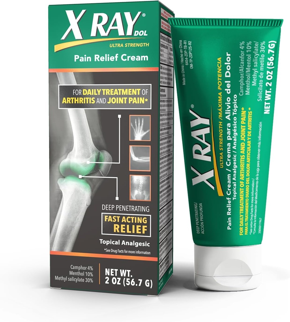 X Ray Dol Artrite tópico Creme de alívio da dor, para a dor diária articular e muscular, força completa da prescrição, alívio de ação rápida, 2 onças