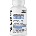 Juventude e água tônica Peso de distância – Diurético natural para inchaço, inchaço da barriga e retenção de líquidos – pílulas de água de ervas para mulheres e homens, 90 Cápsulas
