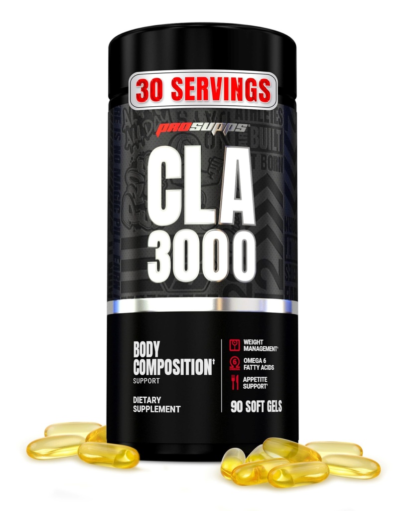 PROSUPPS CLA 3000 Lean Body Composição Suporte - Stim-Free Conjugated Acid Treinout Suplemento para gerenciamento de peso e suporte de apetite com Omega 6 Fatty Acid - Gym & Fitness - 90 Softgels