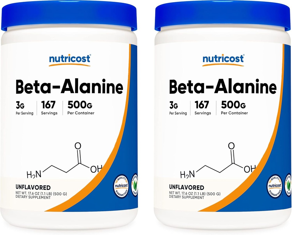 Nutricost Beta Alanine 500 Garrafas de Gram (2 embalagem para 1 KG) - Pure Beta Alanine