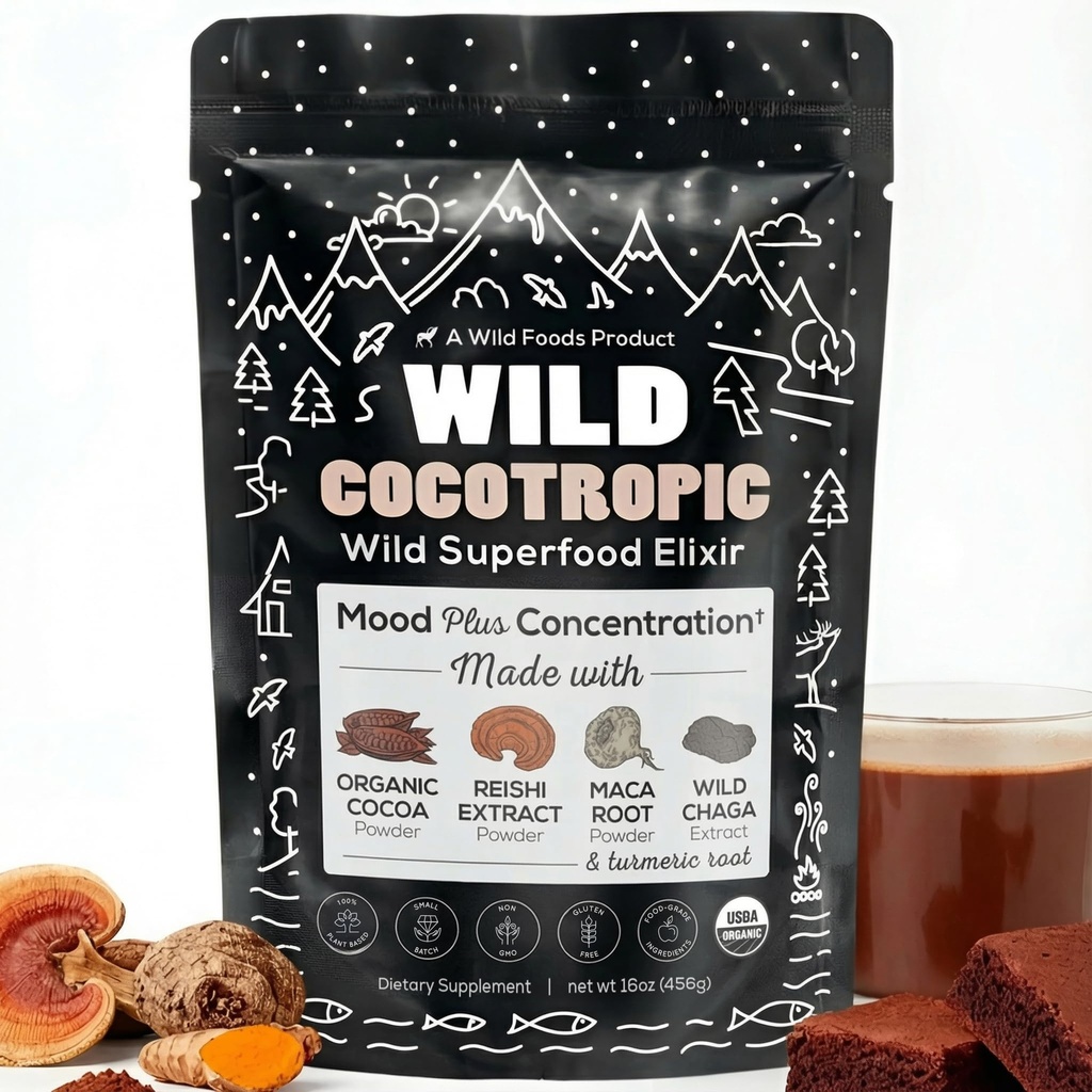 Cocotrópico orgânico Coco de Cogumelo quente - Cogumelo Café Alternativa □ Chocolate quente livre de açúcar, Cogumelo orgânico em pó, Cogumelo Reishi, Chaga, Maca Root, Açafrão, Delicious Mantained Focus, Energia & Mood Sem Jitters