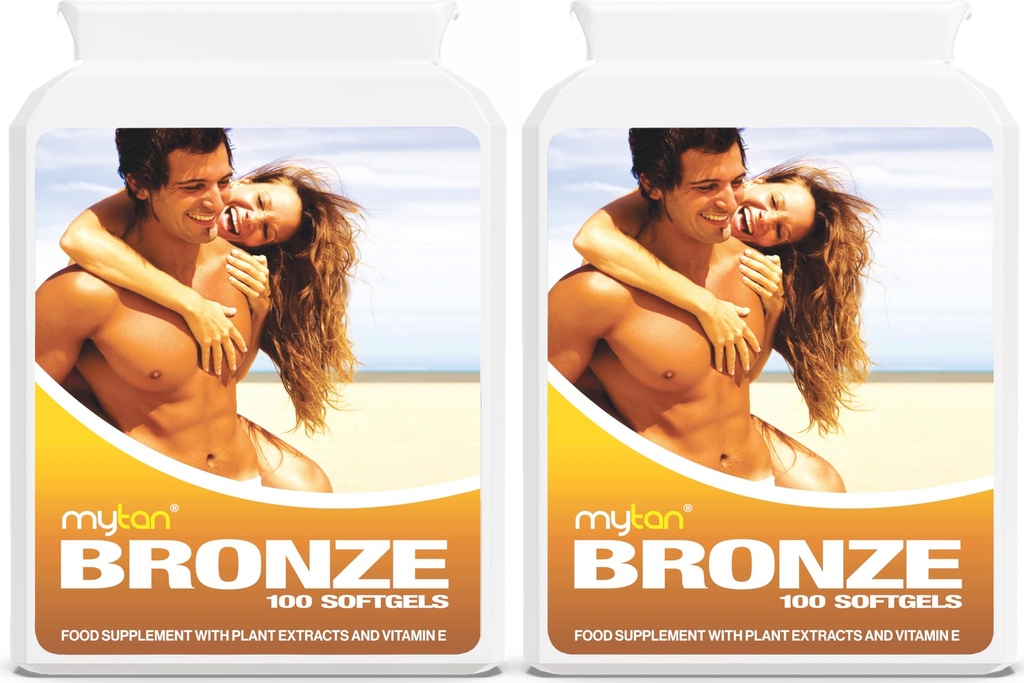 Bronze Tanning Pills Twin Pack . Sun Tan Supplement . Astaxantina Lutein Lycopene .