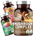 Número Um Nutrição N1N Complexo de Cogumelos Premium [10 Cogumelos Poderosos] e Super Frutas & Vegetais [40 Frutas & Vegetais inteiros], 2 Pacotes