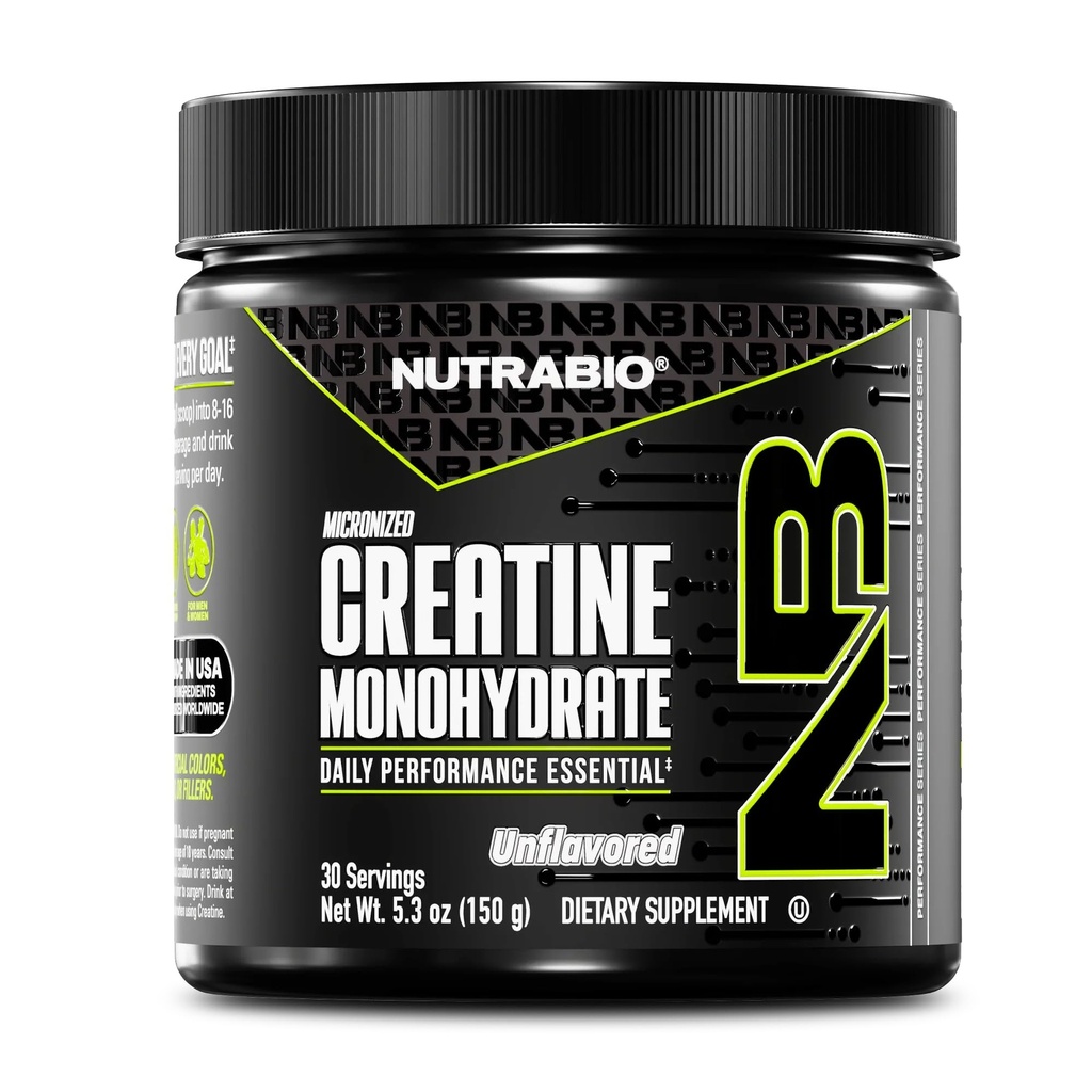 NutraBio Puro Micronizado Creatina Monohidrato em pó Suplemento, sem sabor, (150 g) - Suporta Bulk Muscle Energia, Recuperação e Força - HPLC Testado Creatina em pó Suplemento para homens e mulheres