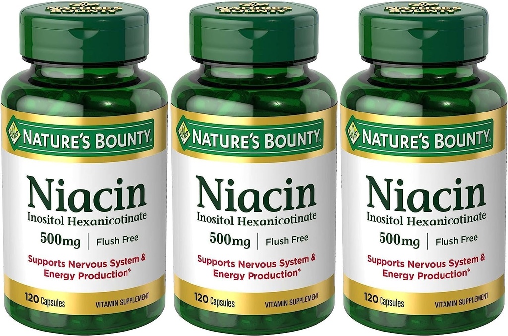 Conjunto de 3 Natureza Bounty Niacin Flush Grátis 500 mg, 120 Cápsulas por Maven Gifts