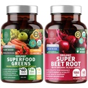 Nutrição Número Um N1N Premium e Superalimentos Orgânicos Verdes e Raiz de beterraba Tablets para Imunidade e Apoio Antioxidante, Embalado com Alfalfa, espirulina e grama de cevada, 120 Tablets