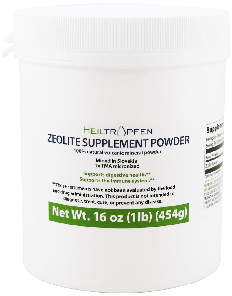 Heiltropfen Zeolite Pó . Suplemento dietético 1 Libra - 454 g .. Detox .. Clinoptilolite 94+-3% .. Ativado .. Pó Mineral Natural .. Ultra FINE Menos-Than 2 μm