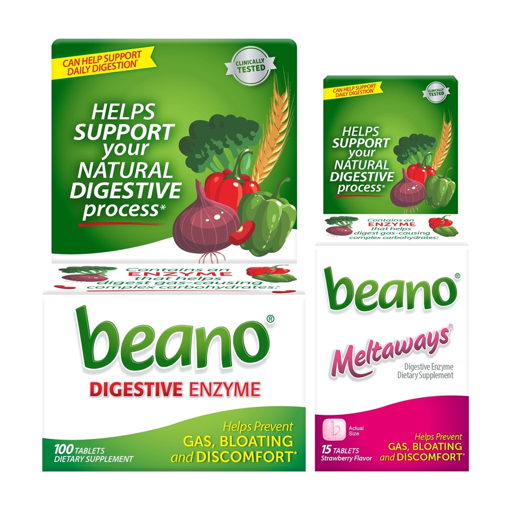 Beano Força Extra 100ct & Beano Morango Meltaways 15ct