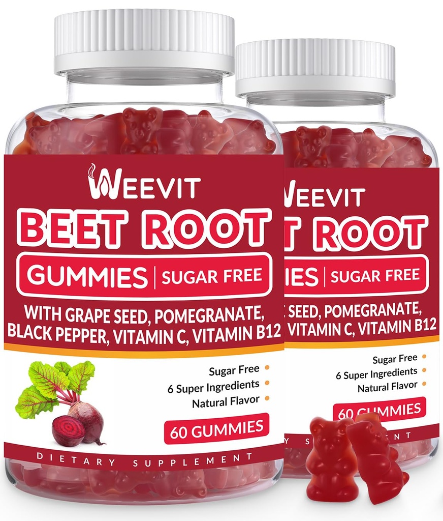 Beterraba Gummies raiz, Suplemento de óxido nítrico para homens Mulheres □ Gummy de beterraba orgânica com semente de uva, Romã, Pimenta preta, Vitamina C, B12