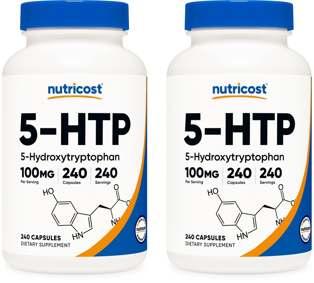 Nutricost 5-HTP 100mg, 240 Cápsulas Vegetarianas (5-Hydroxytryptophan) - Não-GMO & Gluten Free (2 frascos)