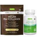 Vegan Vanilla Collagen Protein Powder + Cálcio & Magnésio Complexo Bundle, Suporte ósseo abrangente, por Igennus